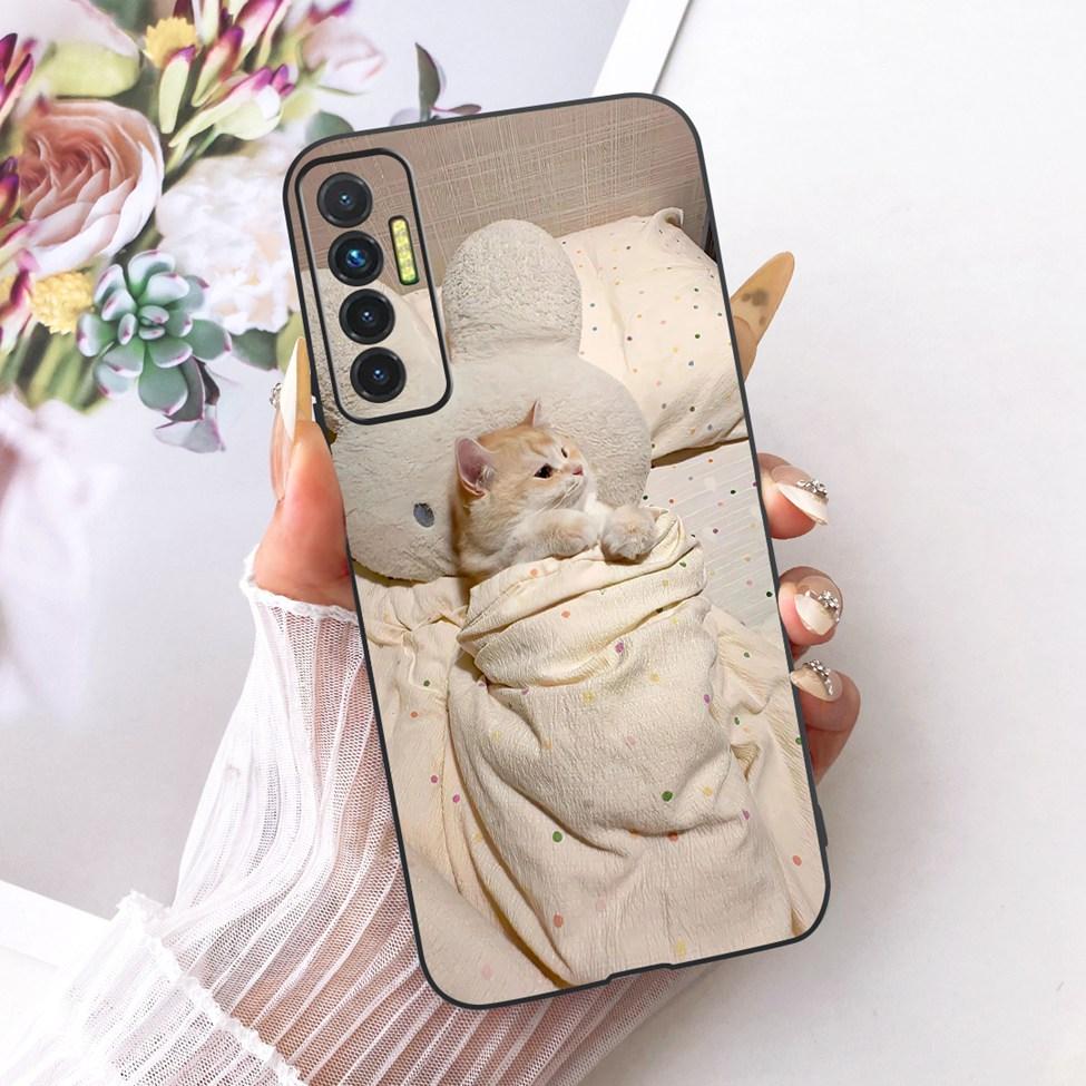 Casing For Tecno Camon 17P Cover Silicone Cute Cat Luxury Fashion Funny Painted Phone Case For Techno Camon 17P CG7 CG7n