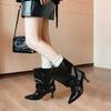 Designer Autumn Winter Pointed Toe Women Thin Heel Ankle Boots Street Style Slip On Party Short Botas Mujer