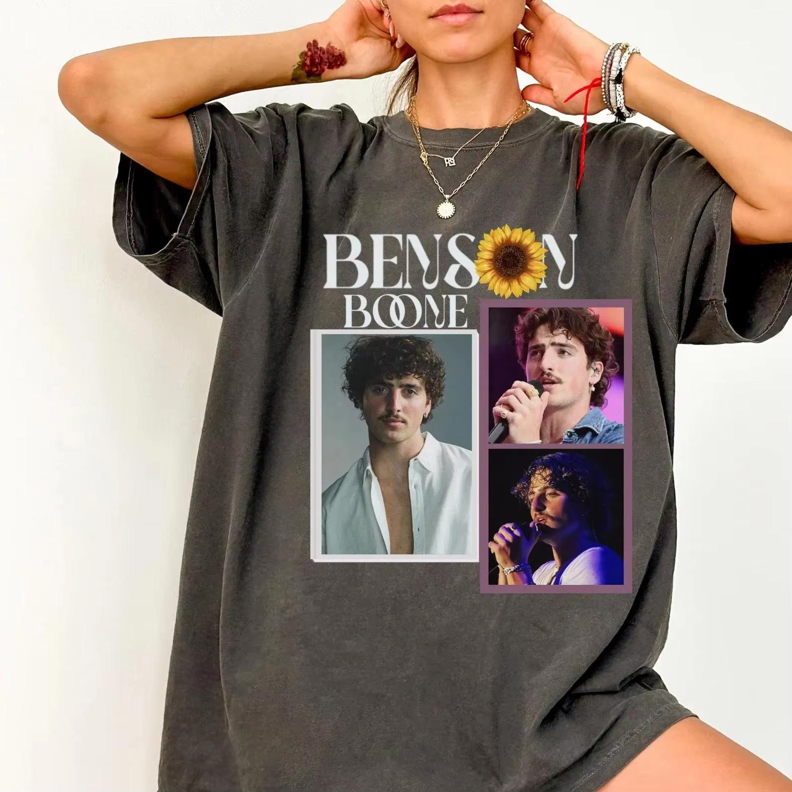 Benson Boone Vintage Shirt Retro Pop Star Graphic Tee Concert Tour Collage TShirt Music Fan Gift Aesthetic Benson Boone Top S