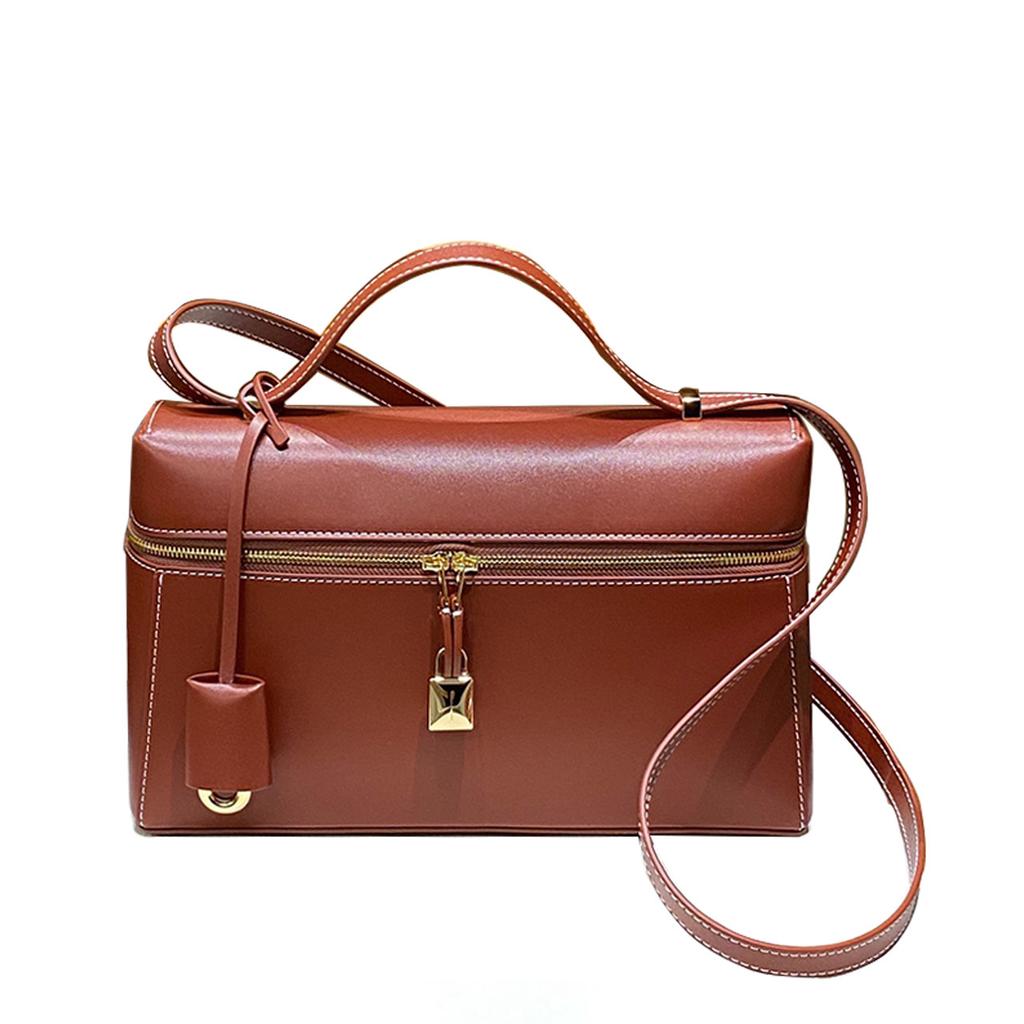 Frühling und Sommer neue Echtleder Box Bag modische Pendlerhandtasche elegant und hochwertig Einzel-Schulter Umhängetasche Damenhandtasche