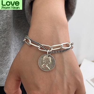 Punk Hip Hop Portrait Coin Bracelet Bohemian Retro Multilayer Chain Geometric Coin Pendant Bracelet Fashion Female Jewelry