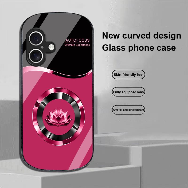 Kreis Lotus Weiß Für Apple IPhone 16 11 13 15 14 Pro Max 12 Mini 7 8 Plus XR X XS Elliptisch Geformte Hülle aus Gehärtetem Glas