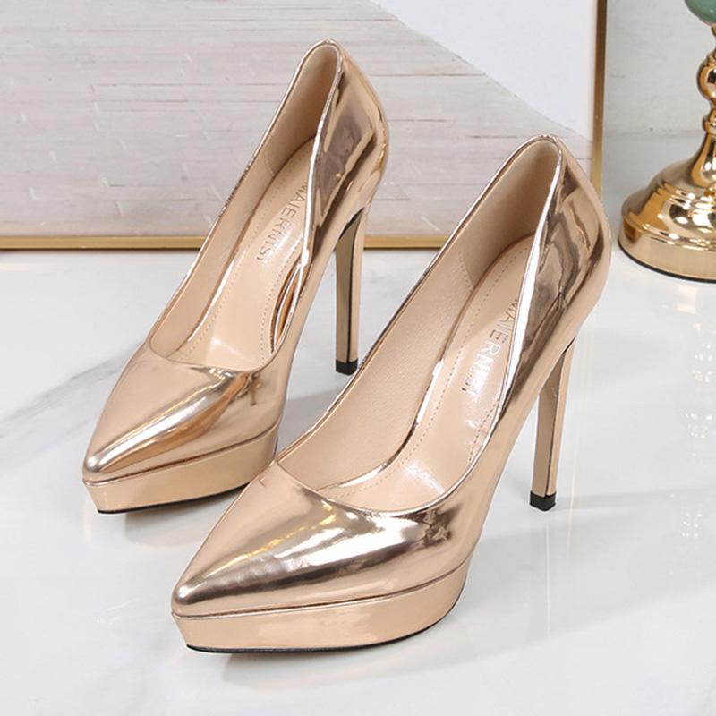 Stilettosko til damer spissede tåpumper Sexy Catwalk 12 cm hæl 2,5 plattform WZ