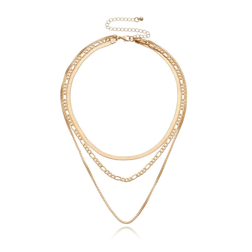 Simple Chain Three Layered Necklaces Separated Set for Women Statement Golden Punk Metalic Collar Necklace Jewelry Gifts