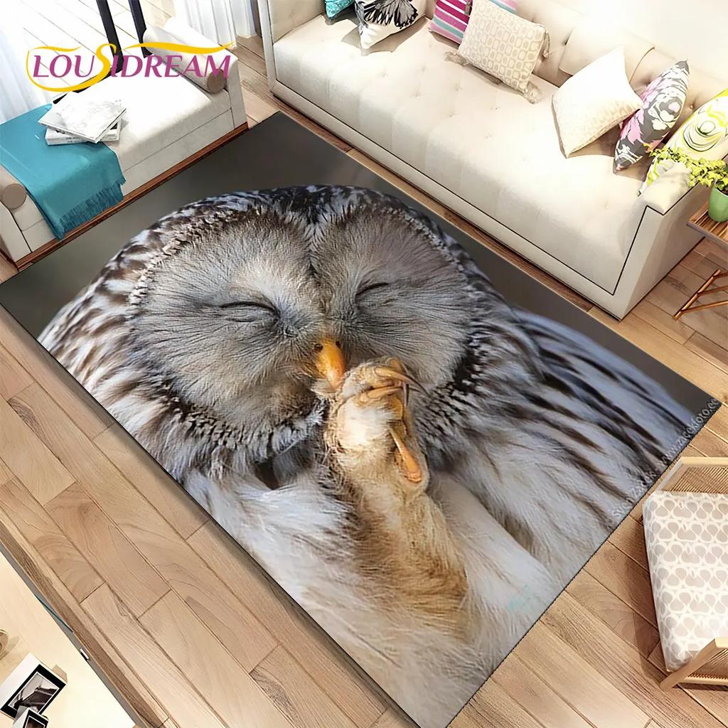 Schattige Uil 3D Cartoon Vloerkleed, Tapijt voor Huis Woonkamer Kinderkamer Bank Deurmat Decoratie, Kinderspeel Niet-slip Vloermat
