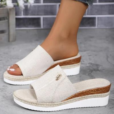 Summer Shoes for Women Rome Hemp Peep Toe Women's Wedge Slippers Outdoor Comfort Casual Ladies Slides Shoes Female Sandals