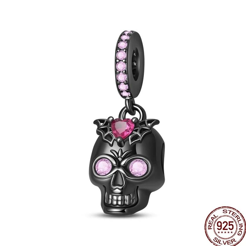 Halloween Charm Bead Component Bead Component Copper Metal Pumpkin Ghost Lantern Skull Bat Witch Hat Candy Luminous Charm Bead Component Compatible