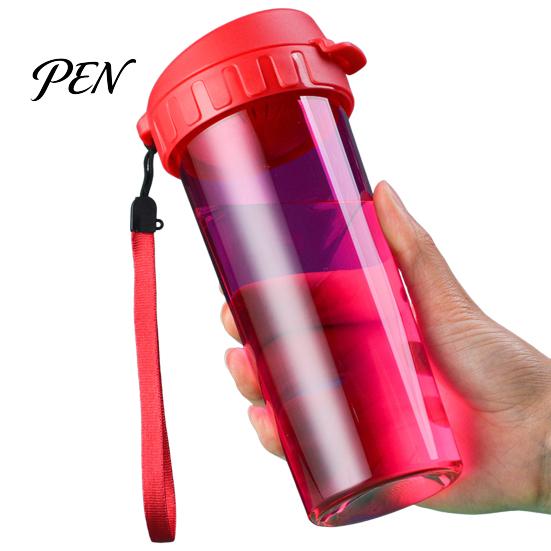 Hot Cold Drink Beverage Container Transparent Water Cup, Portable Plastic Bottle, with Strap Bottle Handle, Clear Heat-resistant Drinkware, for School