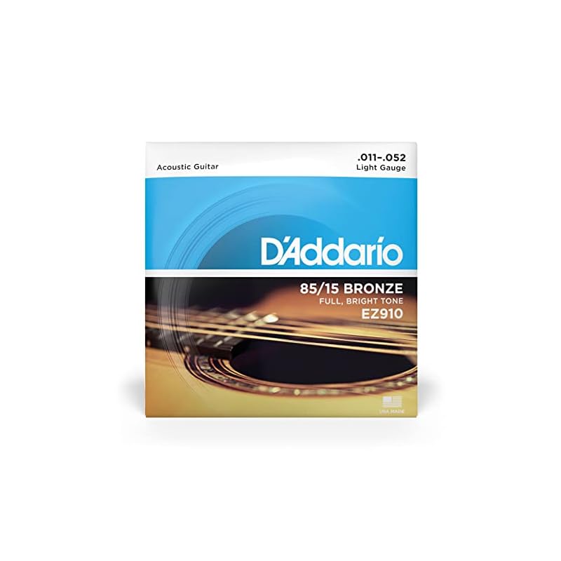 D'Addario Acoustic Guitar Strings 85/15 American Bronze Light .011-.052 EZ910 [Domestic Genuine Product]