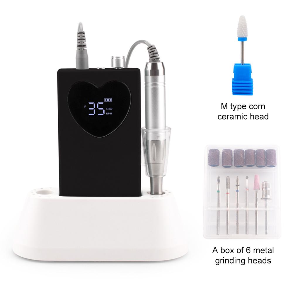 

BEPAN Coreless Heart Nail Drill Rechargeable 35000RPM Manicure Machine Nail File Pedicure Cordless Drilling Ultra-thin Base US чорний