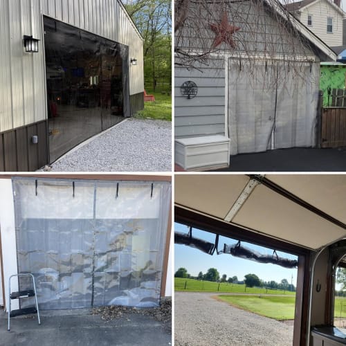 Magnetic Garage Door Screen, Car Mesh, 214cm x 244cm x 275cm x 305cm Tall, Double Door Mesh with Hook and Loop Tape, Heavy-Duty Retractable Fiberglass