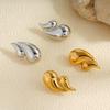 18K Gold Double Layer Titanium Steel Water Drop Stud Earrings - Light Luxury High-end Design
