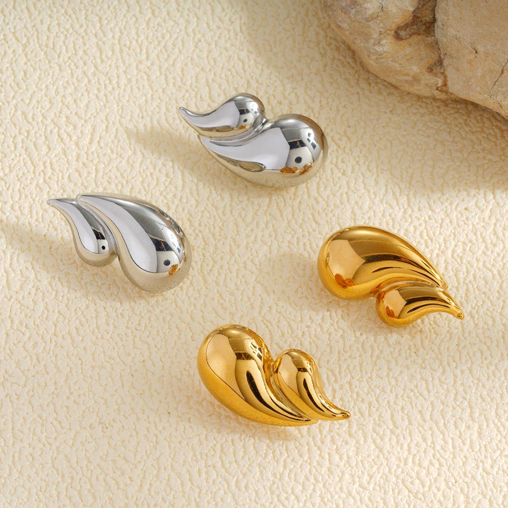 18K Gold Double Layer Titanium Steel Water Drop Stud Earrings - Light Luxury High-end Design