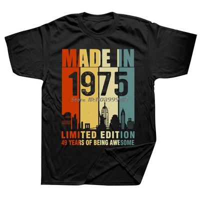 Hecho en 1975 Edición Limitada 49 Años de Ser Asombroso Camisetas Tops Hombre Cuello Redondo Manga Corta Camiseta de Moda Casual Básica
