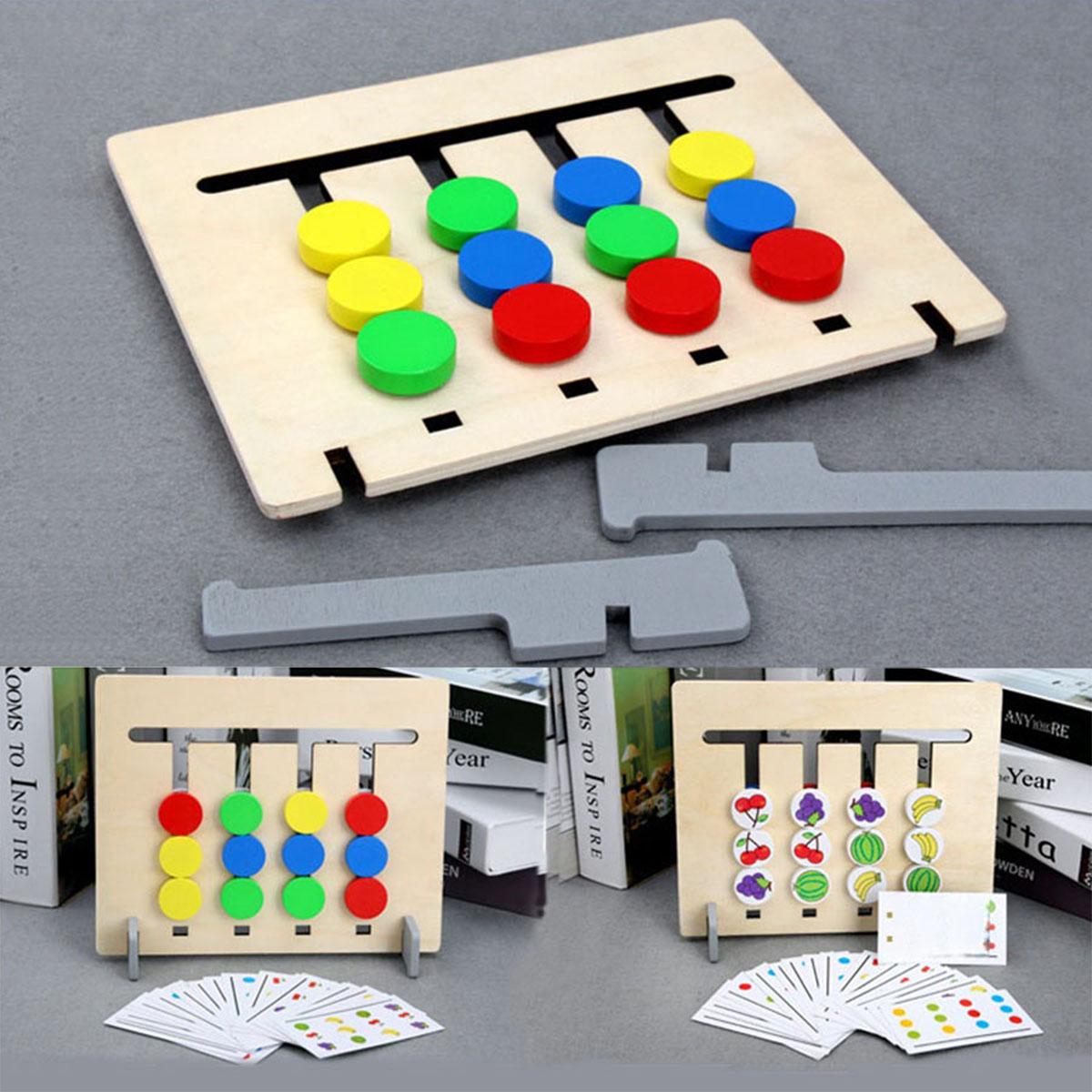 Wooden Jigsaw Puzzle Toy Color Fruit Double Sided Matching Puzzles for Kids Montessori Games Children Learning Educational Toys