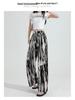 Damen Sommer High-Waist Batik Weitbein Drapierhose - Eisseide, Lockere Passform, Leicht