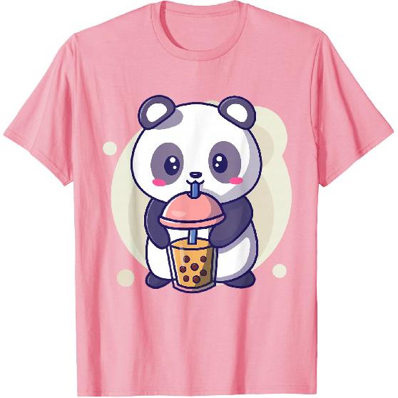 Cute Kawaii Panda Drinks Boba Bubble Tea Kawaii Aesthetic T-Shirt