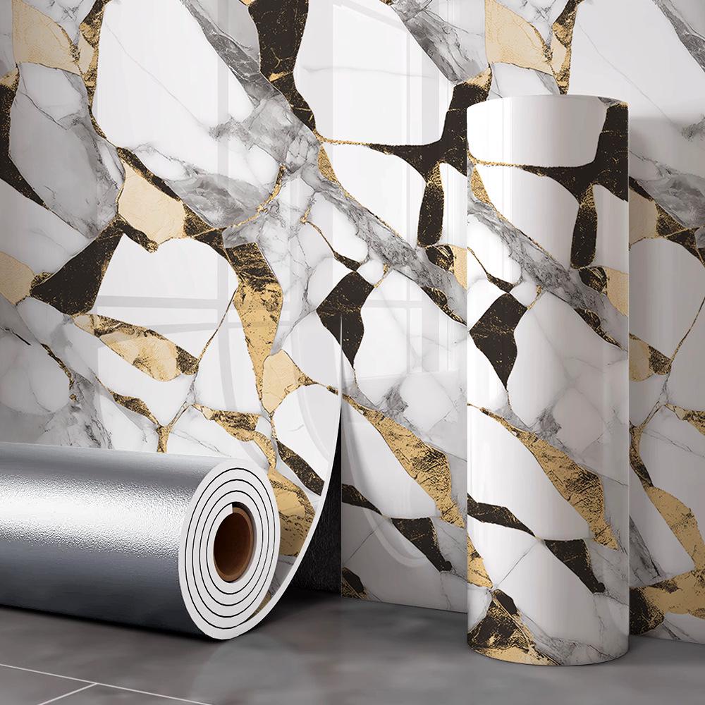 Samoprzylepna Wodoodporna Tapeta z Płytki Marmurowej na Ściany Łazienki