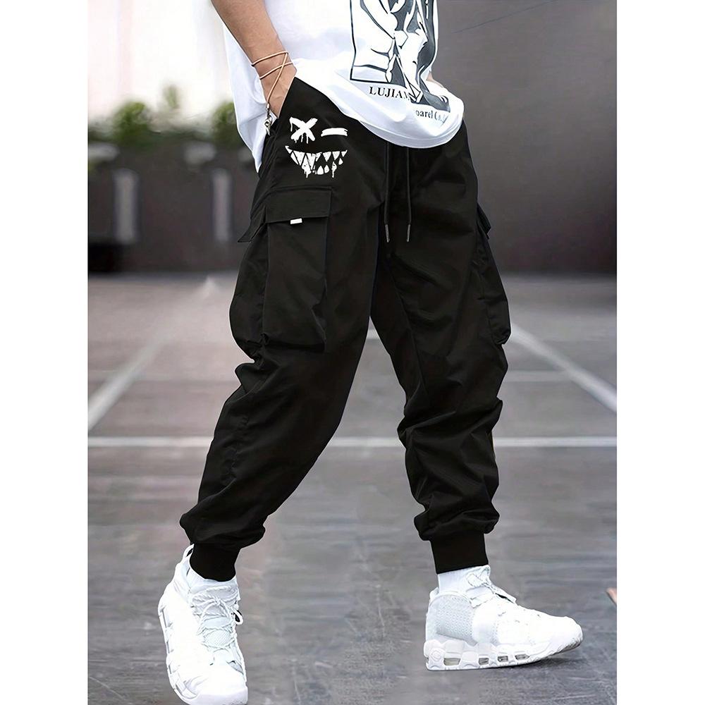 New Summer Retro Work Pants Men's Casual Trousers Loose Sports Straight Tying Pants