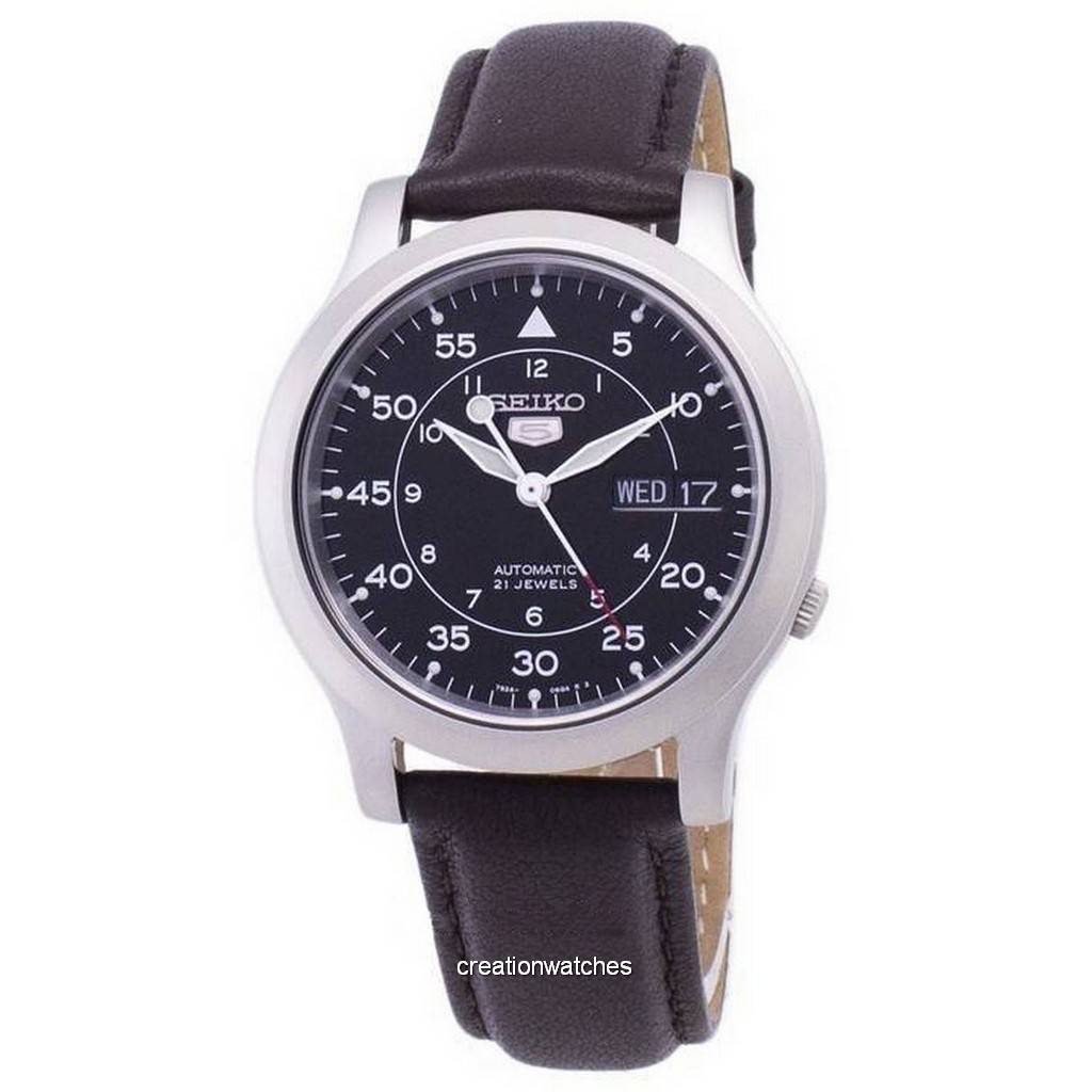 Refurbished Seiko 5 Military Brown Leather Strap Automatic SNK809K2-var-SS4 Men's Watch