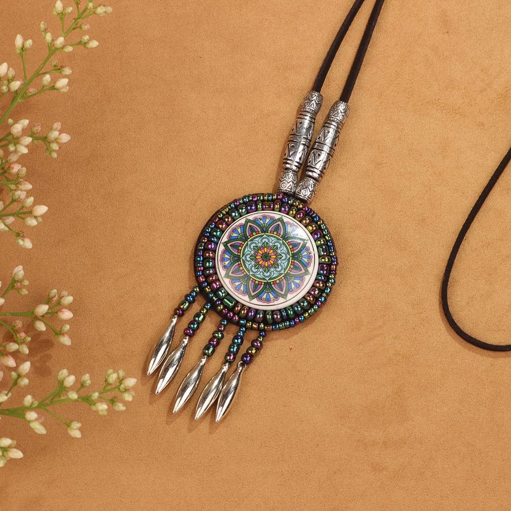 Bohemian Ethnic Retro Necklace, Sweater Chain, Tassel Pendant, European and American Bright and Fashionable Accessories
