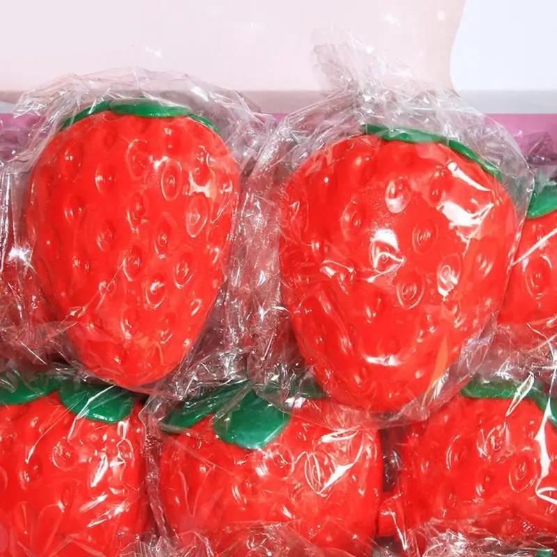 1Pcs Soft Strawberry Tangerine Squeezable Stress Relief Color Changing Ball Reliever Ornament Squeeze Fruit Party Gifts