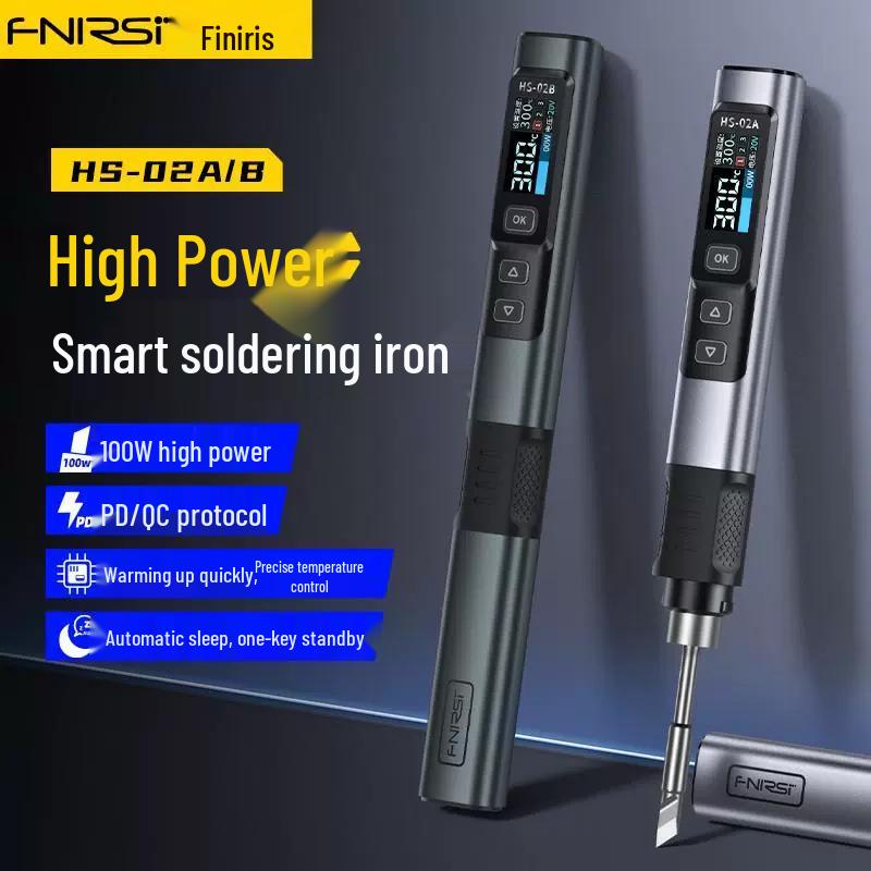 FNIRSI HS-02 100W Smart Electric Soldering Iron - Portable Constant Temperature Pen for Household Repair/Welding.
