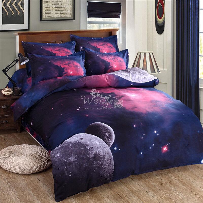 Galaxy Quilt Doona Duvet Cover Set Single Double Queen King Size Bed Pillow Case