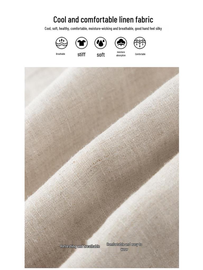 Women's High-Waist Cotton Linen Cigarette Pants - Summer 2025, Petite Eight-Point Casual, Straight Leg