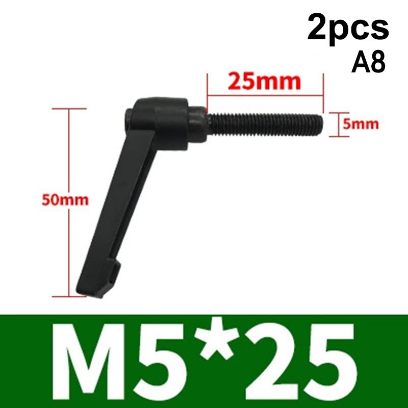 2Pcs M4 M5 M6 M8 Clamping Lever Machinery Adjustable 7-Shaped Handle Locking External Male Thread Knob
