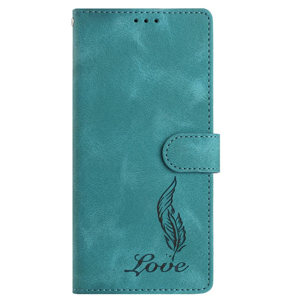 For Honor 400 Lite 5G Case Imprinted Feather PU Leather Wallet Phone Cover with Wrist Strap