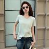 Summer Big V-neck Thin Short-sleeved Women's Loose Casual Versatile and Thin Top T-shirt Sunscreen Breathable Clothes
