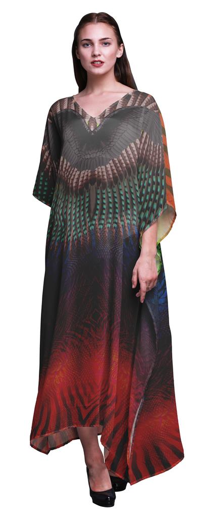 Phagun Tribal Feather Ladies Kaftan Holiday Loungewear Maxi Dress Beach