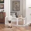 Dog Barrier Gate 5 Panels Foldable Flexible Solid Wood MDF 261.5x29.5x61 Cm White