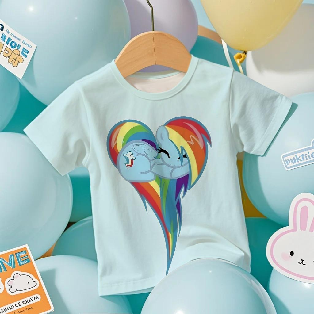 2026 My Little Pony Boys Girls Family Kids T-shirt Tops Summer Comfortable and loose-fitting versatile T-shirt