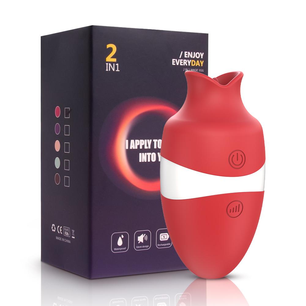Sucking Tongue Licking 2 In 1 Vibrators for Women Clitoris Stimulator Oral Nipple Vacuum Clit Sucker Female Sex Toys for Adults
