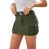 New Workwear Multi-pocket Short Skirt Women's Fashion Personality High Waist Skirt Women,Without Belt,