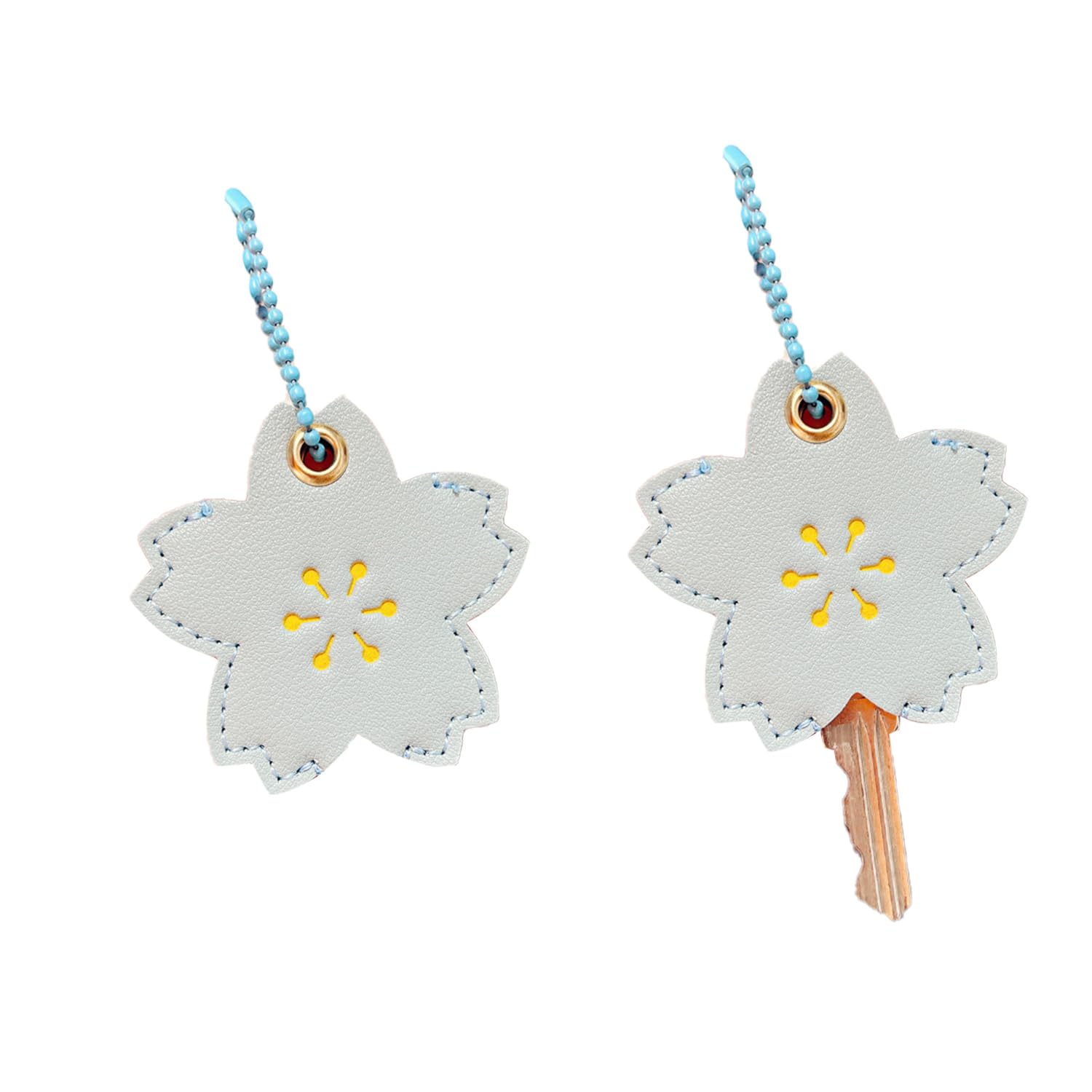 

Cute Sakura Flower Key Leather Key Key Stylish Blue [Fugui] Cover, Case, Cap, Gift, синий