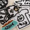 Korean Cat and Bowl Embroidery Iron-On Patch for DIY Journals