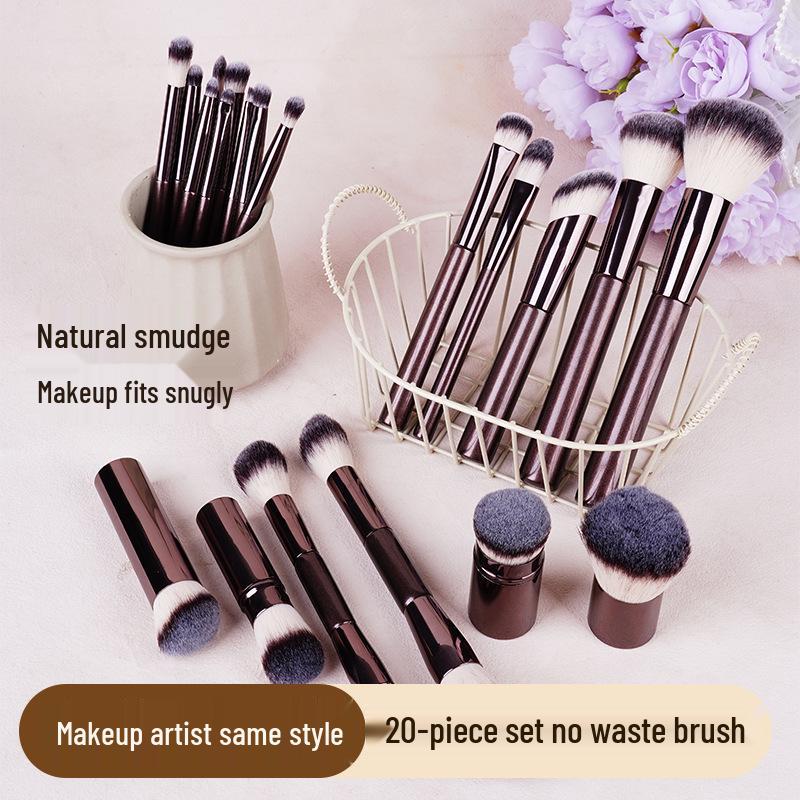 20-Piece Makeup Brush Set: Powder, Blush, Foundation, Eyeshadow, Concealer, Lip Brushes