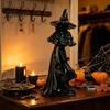 Dark Aesthetic Shelf Ornaments 12 Inch Black Resin Faceless Witch Figurine, Gothic Spooky Robed Statue with Halloween Party Centerpieces Pointed