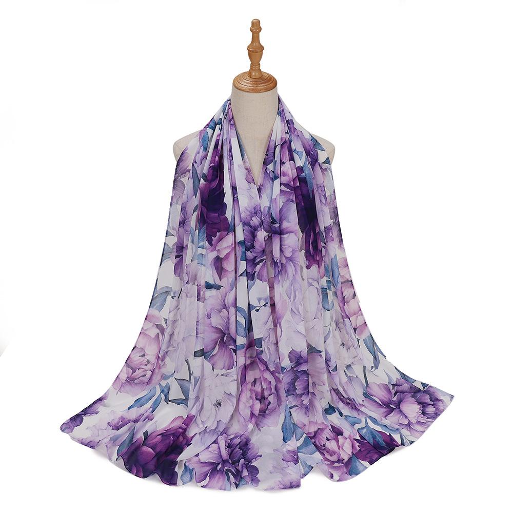 New Designs Printed Hijab Chiffon Scarfs For Women Scarves Muslim Fashion Turbans Malaysian Muslim Hijabs Wraps Ramadan Turban