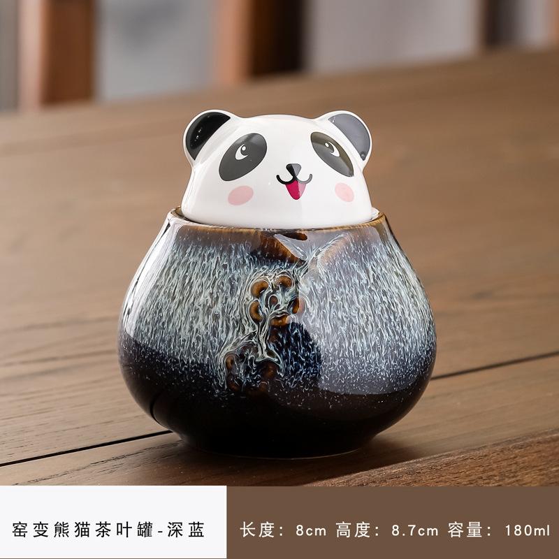 Tea Canister Panda Ceramic Storage Tank Creative Cute Tea Table Ornaments Living Room Coffee Table Decoration