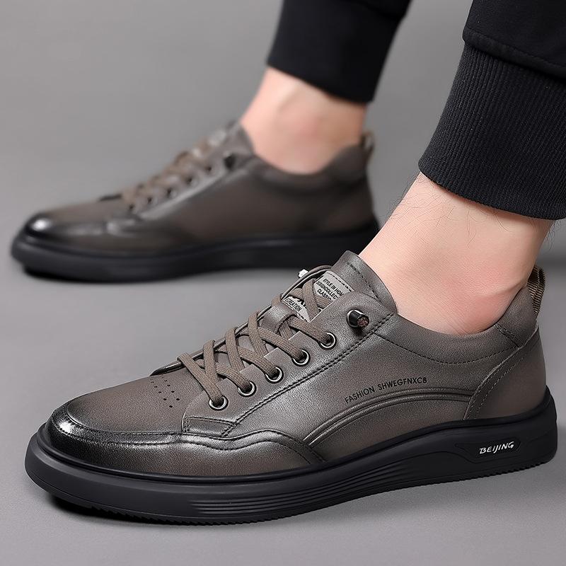 Men's trend casual board shoes youth Korean version of genuine leather men's sports shoes first layer cowhide flat shoes versatile leather shoes