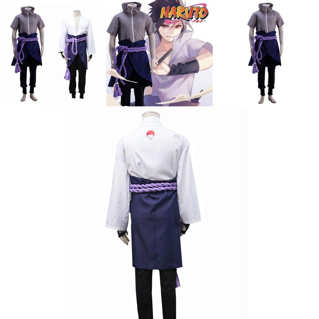 Bright Durable Naruto Uchiha Sasuke Costume With Zipper For Halloween Role Play