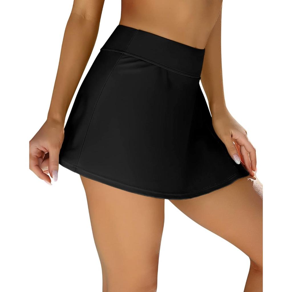 CHARMLEAKS Swim Skirts Women Tummy Control Split Swimsuit Skirt Built in Swim Shorts High Waist Bathing Suit Bottoms