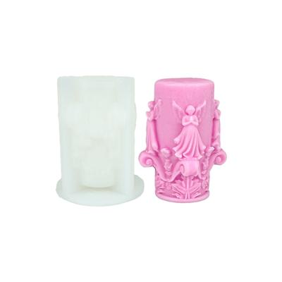 Angel Embossed Cylinder Silicone Candle Mould For Resin Casting Making Candle Soap Chocolate Wedding Home Decoration