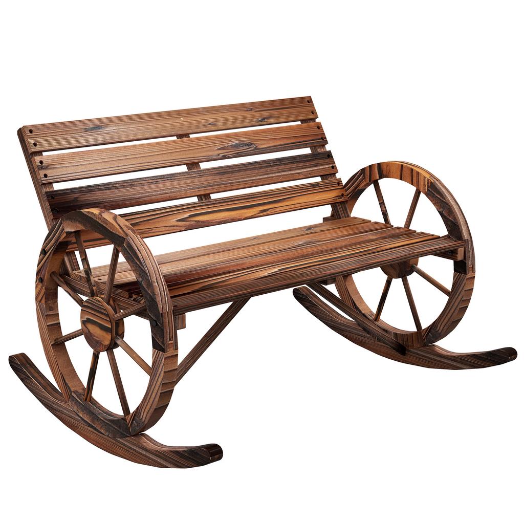 Garden Swing Bench. 2-person Swing. With Wheel-shaped Armrests. For Balcony, Garden, Patio. Carbonized