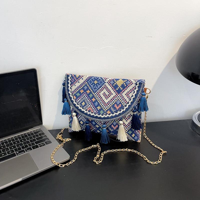 Stylish Colorblock Ethnic Fringe Envelope Bag For Women In Trendy Summer Fashion