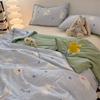 Floral Print Quilt Soft Skin-Friendly Breathable Summer Comforter With Ultrasonic Embossing Summer Machine Washable Bedspread